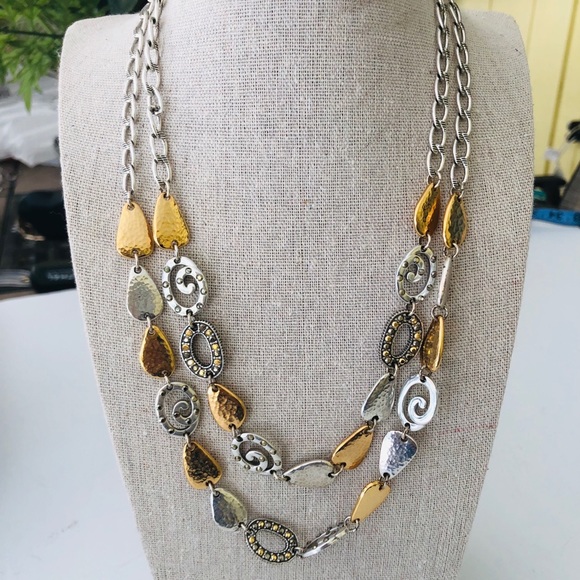 Brighton double chain necklace gold and silver also.Crystals sparkles
